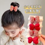Plush Ball Hairband Bow-knot Head Bow for Women Girls Kids Rubber Band - Image 4