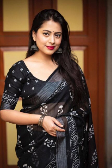 Pure Linen Cotton Saree