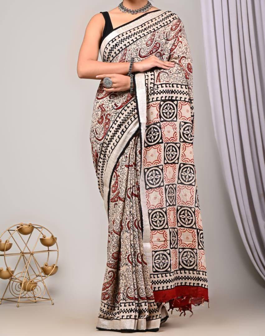 497485625_122138735732614849_7144866086975319931_n Premium Linen Cotton Saree - Image 1