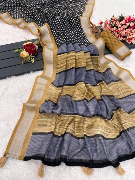 SOFT LILEN COTTON DIGITAL PRINT SAREE