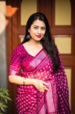 Women's Rani Soft Linen By Linen Saree With Blouse - Image 3