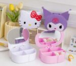 Exquisite Internet Celebrity Princess Cute Compartment Cartoon Melody Girl Table Mirror Storage Box Multifunctional Cute Jewelry Box