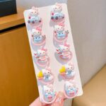 Children's Hair Does Not Hurt The Bunny Rubber Band Cute Cartoon Resin Baby Hair Tie Thumb Girl Hair Rope 10 Pcs Card - Image 2