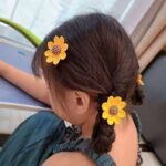 New Hairpin Does Not Damage The Hair Cloth Girls' Braided Yellow Sunflower Hair Ring Hair Elastic Band Hair Accessories - Image 8
