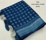 Women's Zari Pattu Border Mogra Batik Printed Soft Linen Cotton Saree With Blouse - Image 4