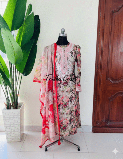 Readymade Exclusive Stylish Three-Piece Embroidery & Digital Print Design for Women