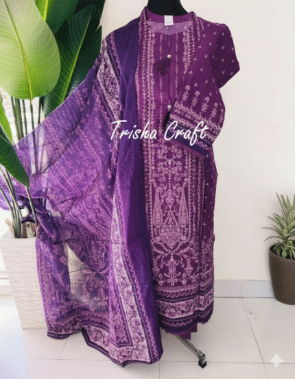 Readymade Exclusive Stylish Three-Piece Embroidery & Digital Print Design for Women