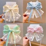 New Style Small Fresh Lace Mesh Bow Hairpin Back Of The Head Female Floral Hairpin Princess Sweet And Cute Hair Accessories