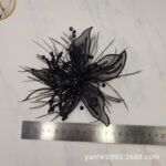 Feather Pearl 3D Organza Flower Patch Crystal Flower Lace Studded Patch Hand-made Twisted Wire Embroidery Patch Dress Decoration - Image 9
