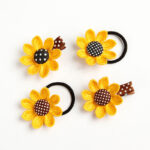 New Hairpin Does Not Damage The Hair Cloth Girls' Braided Yellow Sunflower Hair Ring Hair Elastic Band Hair Accessories - Image 2