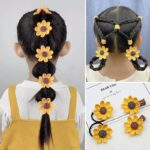 New Hairpin Does Not Damage The Hair Cloth Girls' Braided Yellow Sunflower Hair Ring Hair Elastic Band Hair Accessories - Image 4