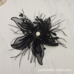Feather Pearl 3D Organza Flower Patch Crystal Flower Lace Studded Patch Hand-made Twisted Wire Embroidery Patch Dress Decoration - Image 8