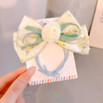 Children's Retro Small Fresh Rose Flower Hair Ring Bow Sweet Girl Bun Ponytail Rubber Band Headband - Image 8