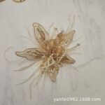 Feather Pearl 3D Organza Flower Patch Crystal Flower Lace Studded Patch Hand-made Twisted Wire Embroidery Patch Dress Decoration - Image 12