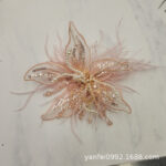 Feather Pearl 3D Organza Flower Patch Crystal Flower Lace Studded Patch Hand-made Twisted Wire Embroidery Patch Dress Decoration - Image 10