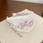 Embroidered Mesh Lace Flower Wide-Brimmed Headband Niche Design Headdress High-End Temperament Sweet Headband Hair Accessories - Image 6