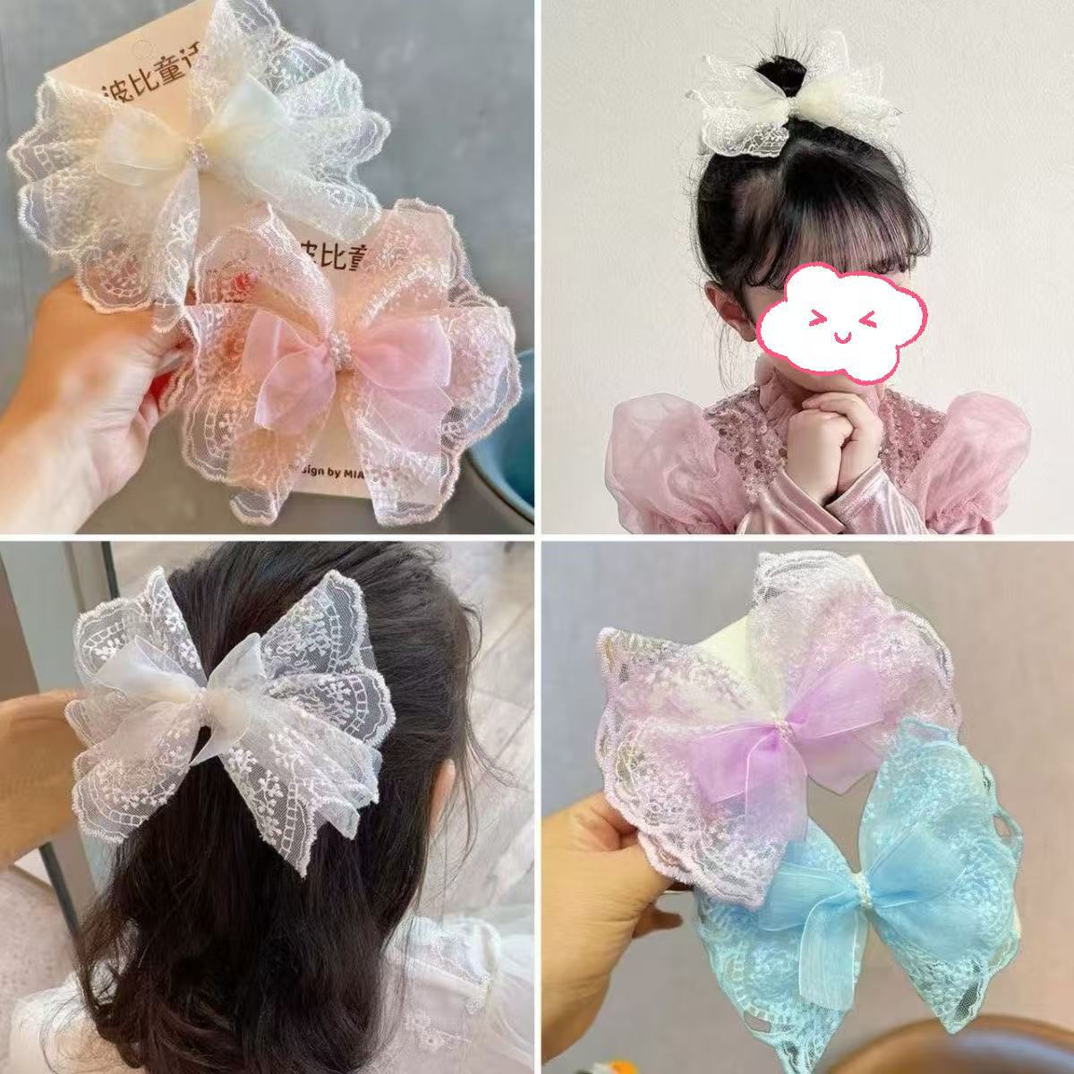 O1CN01fSNb2i26P8AeVgEih_!!2217965827653-0-cib 2025 Summer Korean Version Of Fairy Lace Big Butterfly Children's Top Clip Internet Celebrity Girl Side Clip Princess Headdress Hair Accessories - Image 1