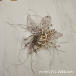 Feather Pearl 3D Organza Flower Patch Crystal Flower Lace Studded Patch Hand-made Twisted Wire Embroidery Patch Dress Decoration - Image 11