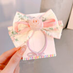 Children's Retro Small Fresh Rose Flower Hair Ring Bow Sweet Girl Bun Ponytail Rubber Band Headband - Image 9