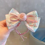 Children's Retro Small Fresh Rose Flower Hair Ring Bow Sweet Girl Bun Ponytail Rubber Band Headband - Image 11
