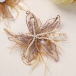 Feather Pearl 3D Organza Flower Patch Crystal Flower Lace Studded Patch Hand-made Twisted Wire Embroidery Patch Dress Decoration - Image 3