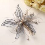 Feather Pearl 3D Organza Flower Patch Crystal Flower Lace Studded Patch Hand-made Twisted Wire Embroidery Patch Dress Decoration - Image 4