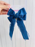Cross-Border Lace Double-Layer Fabric Bow Hairpin French Retro Ribbon Back Of The Head Hairpin Hair Accessories Female - Image 6